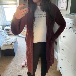 Barefoot Dreams Long Burgundy Cardigan